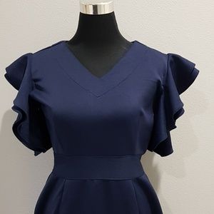 Angelico Ruffle Dress - Amber Gold